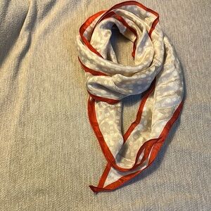 Elegant EVAN PICONE Red and Cream 100% Silk Scarf